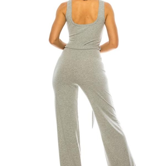 NWT Heather Grey Jumpsuit with Wrap Around Belt - Picture 2 of 2